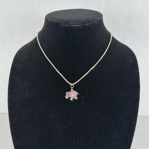 Silver and Pink Elephant Pendant Park Lane Monet Necklace lot A38
